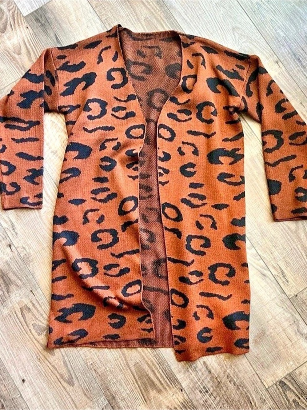 Vestidos Leopard Print Open Front Cardigan Brown & Black Small